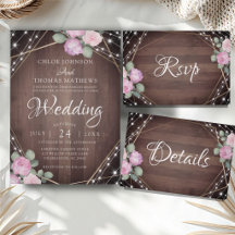 Rustic Wood Geometric Floral Wedding Collection