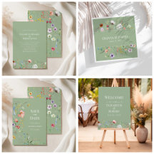 Boho Wildflower Sage Green Wedding Collection