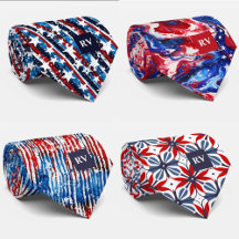 Patriotic Red White and Blue Men's Neckties