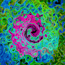 Hot Pink and Blue Groovy Abstract Retro Swirl