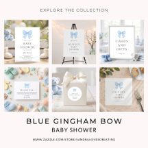 Blue Gingham coquette Bow baby shower