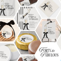 Forty & Fabulous Chic Champagne Bow 40th Birthday