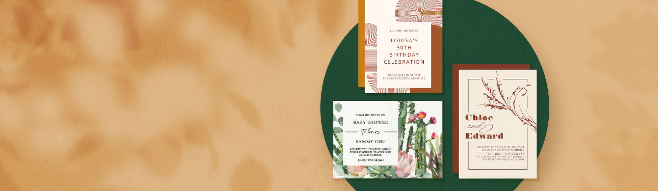 An array of customizable invitations for a range of occasions