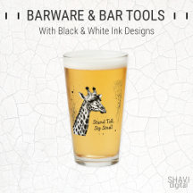 Barware & Bar tools With Black & White Ink Designs