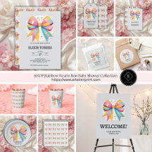 Rainbow Hearts Bow Baby Shower Collection
