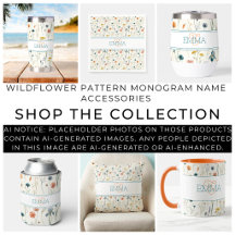 Wildflower Pattern Monogram Name Accessories