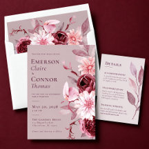 Modern Mauve Burgundy Garden Wedding Collection