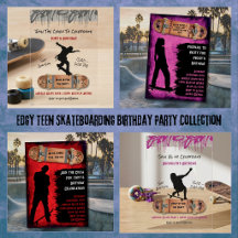 Edgy Teen Skateboarding Birthday Party Collection