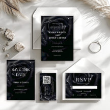 Elegant Black Midnight Rose Floral Wedding Suite