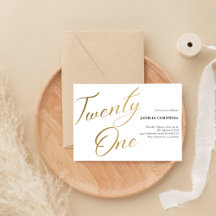 Gold & White | Brush Script Adult Birthday Party