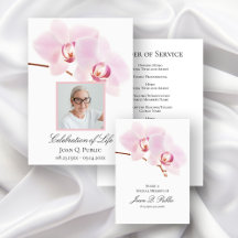 Pink Orchid Flowers on White Funeral Memorial