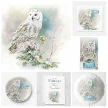Winter Watercolor Owl -  Birthday Party