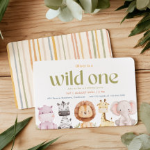 Safari Wild One Birthday Invitations