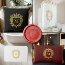 Elegant Monogram Initial Gold Crest Home Decor