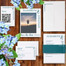 Dark Teal Modern Typography Wedding