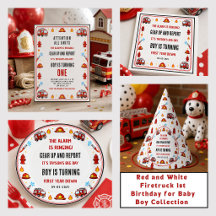 Red and White Firetruck 1st Birthday collection