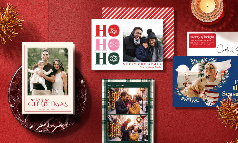 An assortment of personalised Christmas cards
