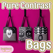 Pure Contrast Black And White Tote Bags