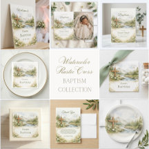 Watercolor Rustic Cross & River Baptism Collection