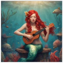 Mermaid playing the ukulele