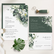 Tropical Sage Green Monstera Wedding Suite