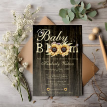 Baby in Bloom Watercolor Sunflowers Baby Shower 