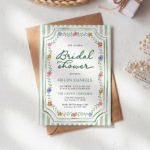 Green Striped Floral Bridal Shower Collection
