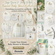 Sage Green & Ivory White Bassinet Baby Shower 