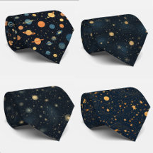 Personalized Celestial Stars and Planets Neckties