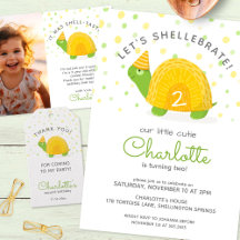 Green and Yellow playful Tortoise Birthday