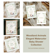 Woodland Animals  Elegant Watercolor Baby Shower