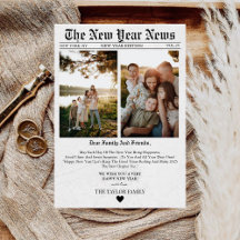 Newspaper Style New Year Photo Card 