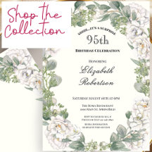 95th birthday Ivory and sage green floral party 