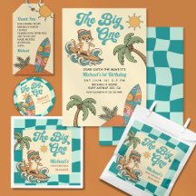 Surfer Cat Retro Summer Beach 1st Birthday Party