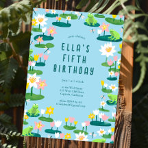 Frogs & Lily Pads Cute Whimsical Kid's Birthday 