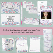 Modern Chic Watercolor Blue Hydrangeas Floral 