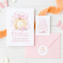 Pink Bow Pumpkin Elegant Baby Shower Set