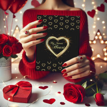 Modern Valentine's Black Gold Heart Cards and gift