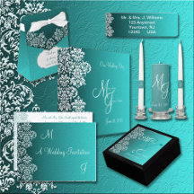 Damask Turquoise Blue Wedding Collection