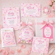 Sweet Pink Gingham Baby Shower