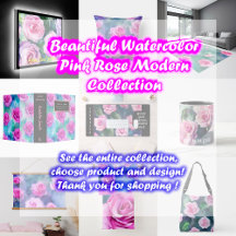 Beautiful Watercolor Pink Rose Modern Collection