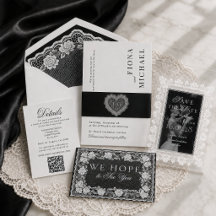 Black and White Lace Doily Old Money Wedding