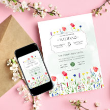 Wildflowers Wedding Invite RSVP Vintage Boho 
