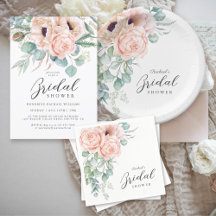 Pink and Beige Watercolor Floral Bridal Shower
