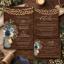 Rustic Wood & String Lights Mason Jar Collection