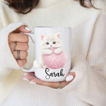 Pink Yarn Play with Kitten 