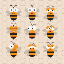 Funny Cute Honey Bees and Honeycomb