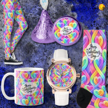 Colored Modern Heart Ribbons Valentines Galentines