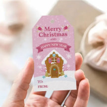 Merry Christmas Pink Gingerbread House