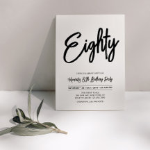 Black & White Chic Brush Lettering Birthday Party
